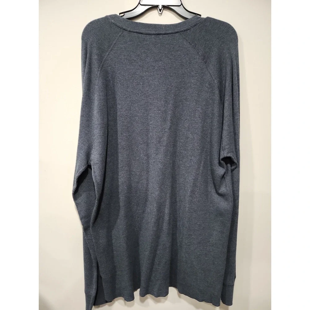 Prana NWT Touchstone Henley Mens‎ XXL Long Sleeve Blue-Gray Cotton Blend Stretch